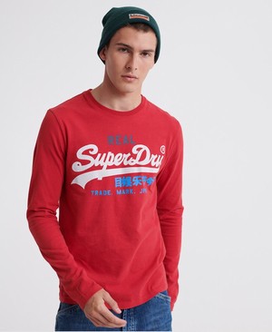 Superdry Vintage Logo Desert Hosszú Ujjú Férfi Pólók Piros | MONEI6018